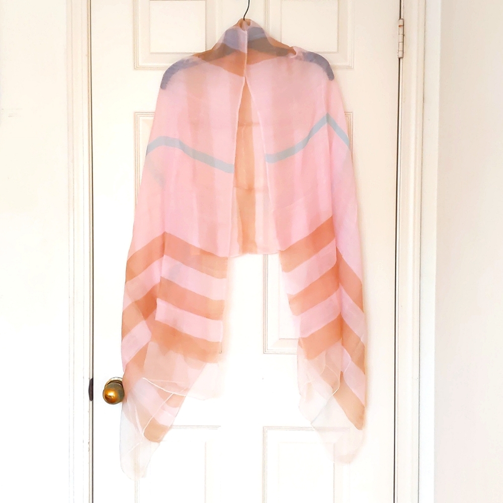 Nwot. Sheer Scarf/Wrap With Multi Color Stripes. - image 3